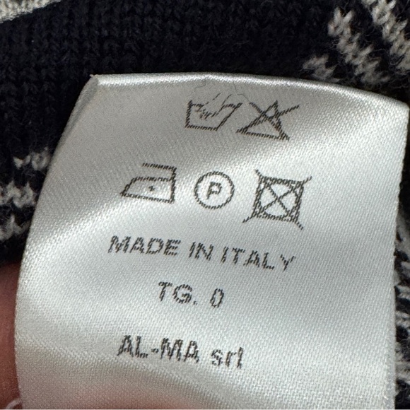 🖤 PDR Italy Wool Grid Turtleneck Sweater Navy Cream, Size 0 - Picture 6 of 8